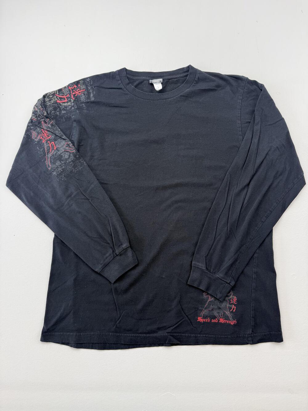 Speed And Strength Shirt Mens Large Black Long Sleeve Bull Graphic Tee Moto